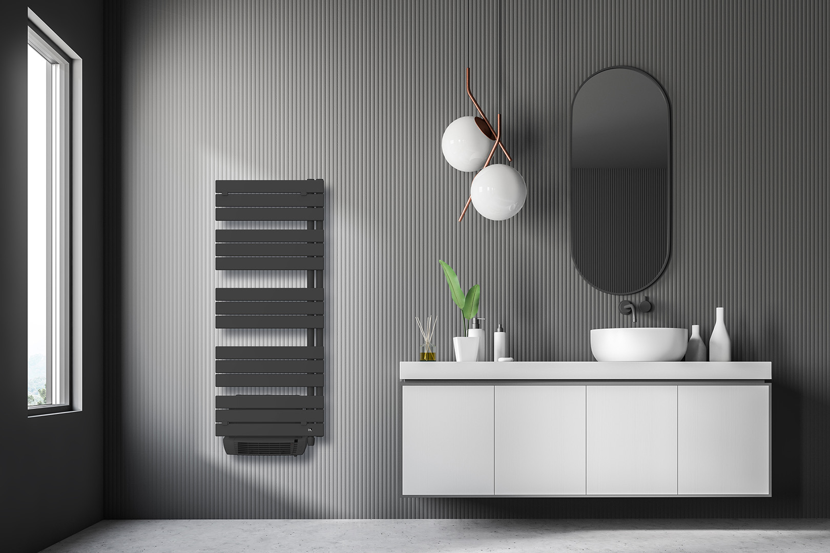 DL RADIATORS kombinirani električni radiator z vgrajenim ventilatorjem Agata E-Flow
