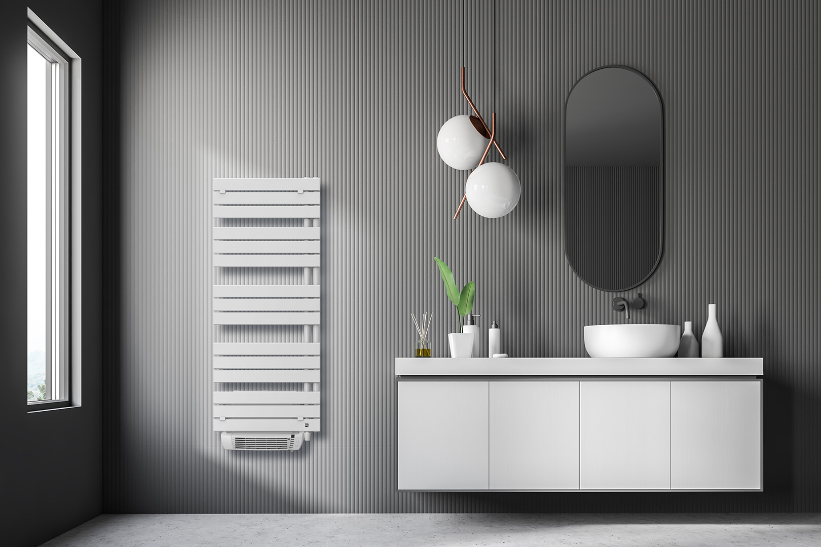 DL RADIATORS kombinirani električni radiator z vgrajenim ventilatorjem Agata E-Flow